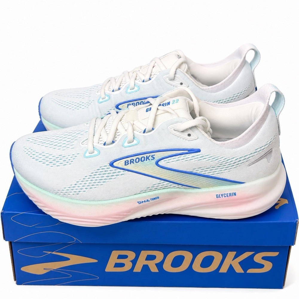 Brooks Glycerin 22 White Limpet Shell Amparo Blue 1204341D110 Women's Size 11.5D